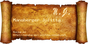 Mansberger Julitta névjegykártya